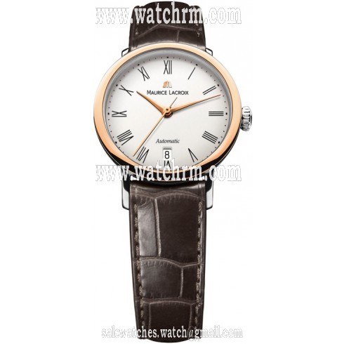 Maurice Lacroix Les Classiques White Dial Brown Alligator Leather Ladies Automatic Watch LC6063-PS101-110