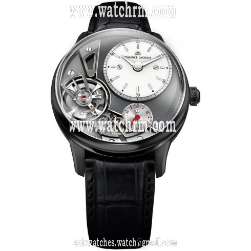 Maurice Lacroix Masterpiece Gravity Black Leather Men's Watch MP6118-PVB01-130