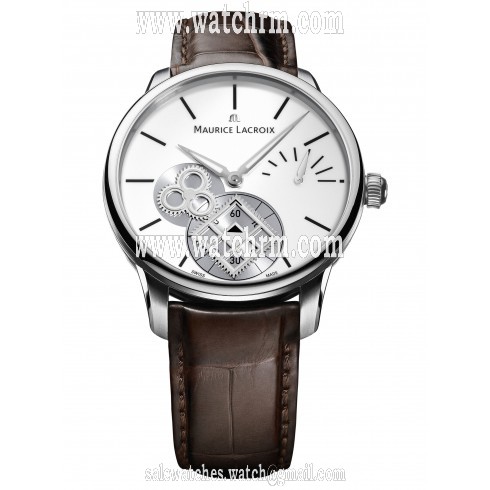 Maurice Lacroix Masterpiece Square Wheel Vintage Silver Dial Brown Crocodile Leather Men's Automatic Watch MP7158-SS001-101