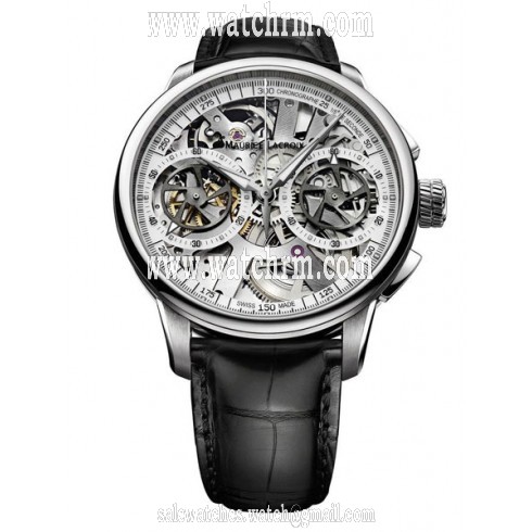Maurice Lacroix Masterpiece Squelette Black Leather Men's Watch MP7128-SS001-100