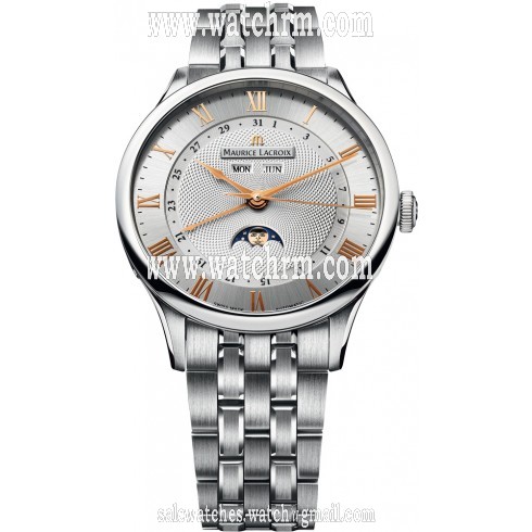 Maurice Lacroix Masterpiece Tradition Phase de Lune Silver Dial Men's Automatic Stainless Steel Watch MP6607-SS002-111