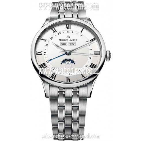 Maurice Lacroix Masterpiece Tradition Phase de Lune White Dial Stainless Steel Men's Watch MP6607-SS002-112