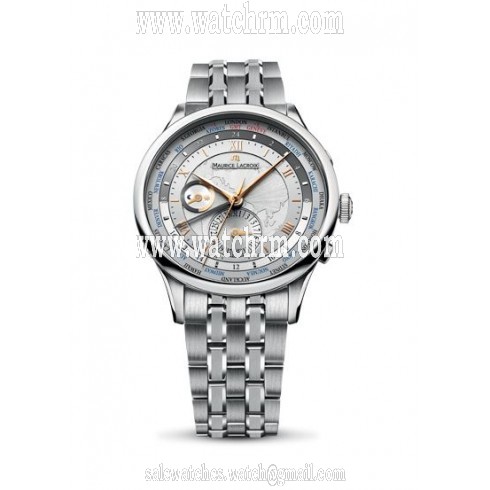 Maurice Lacroix Masterpiece Worldtimer Silver Dial Men's Autiomatic Stainless Steel Watch MP6008-SS002-110