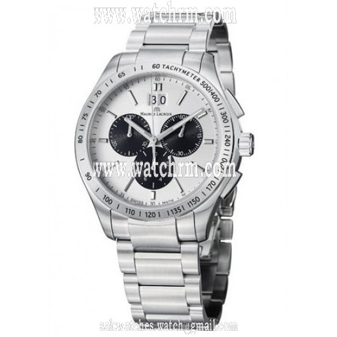 Maurice Lacroix Miros Black and Silver Dial Men's Chronograph Watch MI1028-SS002-130