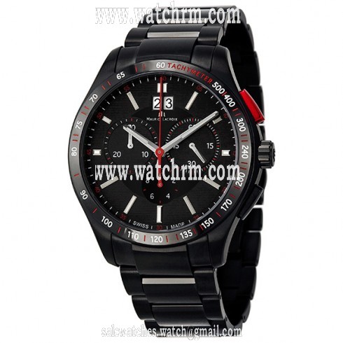Maurice Lacroix Miros Chronograph Black Dial Black PVD Men's Watch MI1028-SS002330