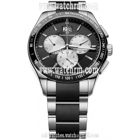 Maurice Lacroix Miros Chronograph Black Dial Stainless Steel Men's Watch MI1028-SS002331