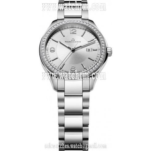 Maurice Lacroix Miros Date Diamond Silver Dial Stainless Steel Ladies Watch MI1014-SD502130