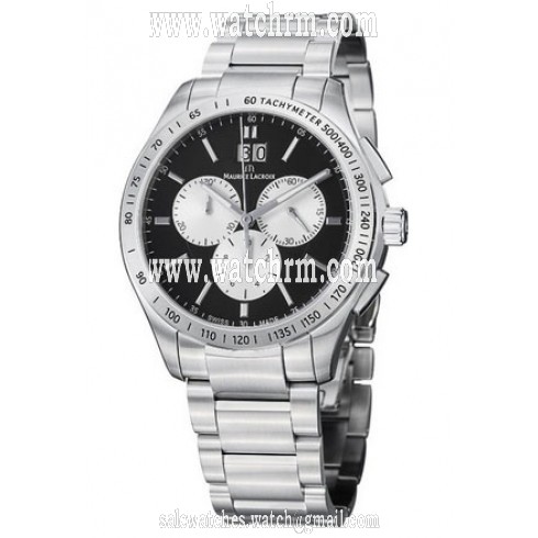 Maurice Lacroix Miros Silver and Black Dial Men's Watch MI1028-SS002-332