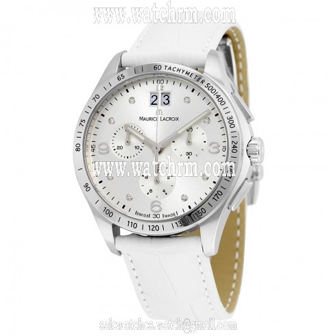 Maurice Lacroix Miros Silver Diamond Dial Chronograph Ladies Watch MI1057-SS001-150