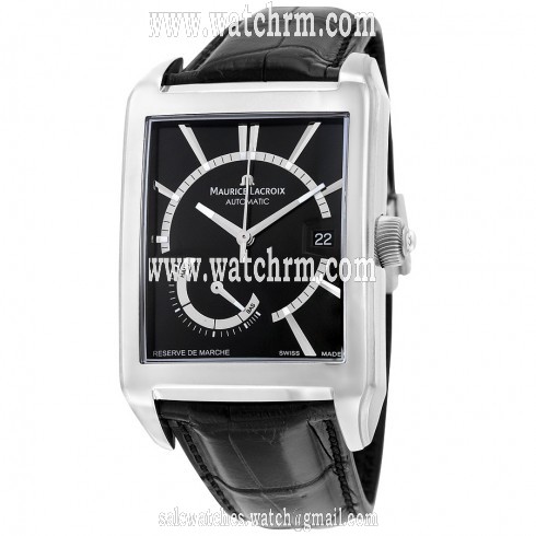 Maurice Lacroix Pontos Automatic Black Dial Black Leather Men's Watch PT6217-SS001-330