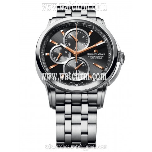 Maurice Lacroix Pontos Automatic Chronograph  Black Dial Automatic Men's Stainless Steel Watch PT6188-SS002-332