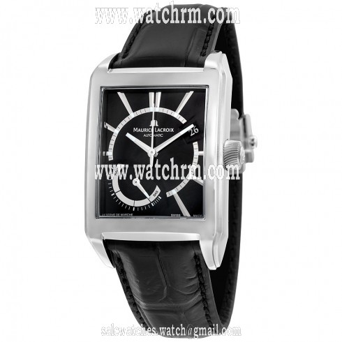 Maurice Lacroix Pontos Black Dial Black Leather Men's Watch PT6207-SS001-330