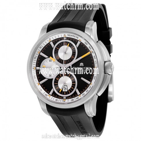 Maurice Lacroix Pontos Chronograph Black and Orange Dial Rubber Strap Men's Watch PT6188-TT031-330