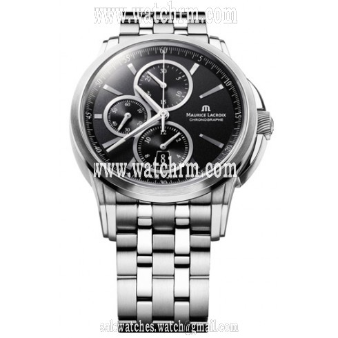 Maurice Lacroix Pontos Chronograph Black Dial Stainless Steel Automatic Men's Watch PT6188-SS002-330