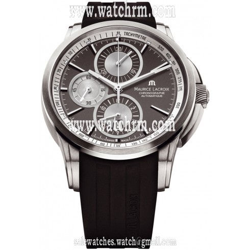 Maurice Lacroix Pontos Chronograph Grey Dial Black Rubber Men's Watch PT6188-TT031-830