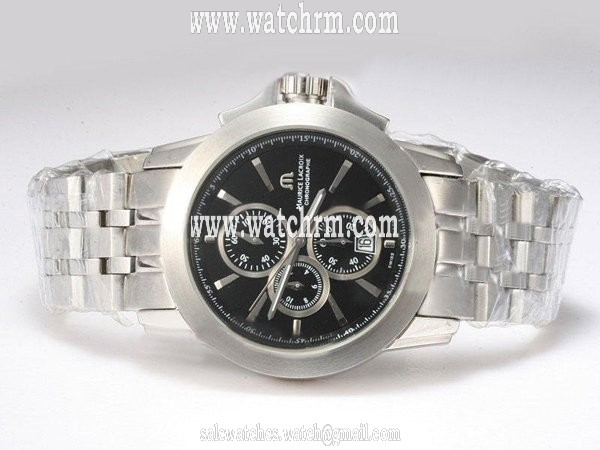 Maurice Lacroix Pontos Chronographe Valgranges PT6008-SS002-331 Black Dial Round Watch