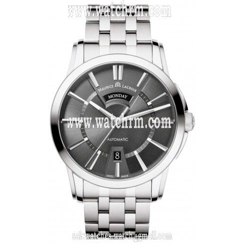 Maurice Lacroix Pontos Day & Date Grey Dial Men's Automatic Stainless Steel Watch PT6158-SS002-23E