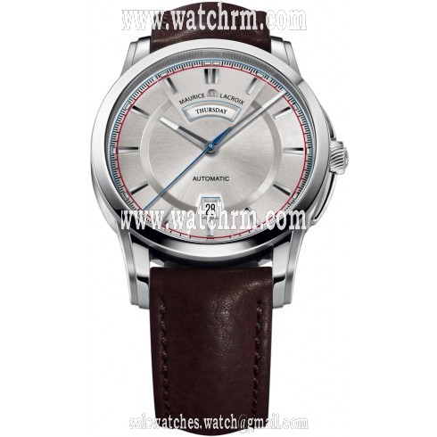 Maurice Lacroix Pontos Day/Date Retro Silver Dial Men's Watch PT6158-SS001-131