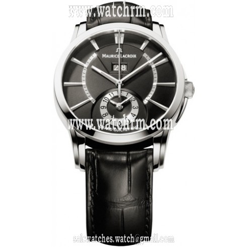Maurice Lacroix Pontos Grand Guichet Gmt Black Dial Men's Watch PT6208-SS001-330
