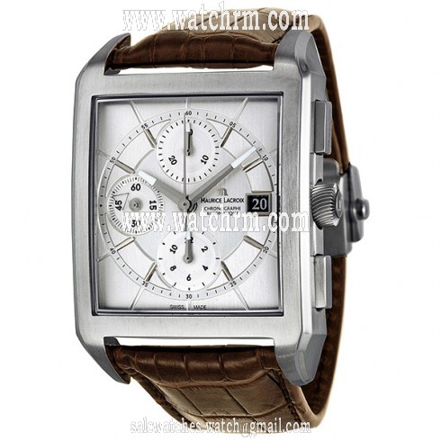 Maurice Lacroix Pontos Rectangulaire Silver Dial Chronograph Men's Watch PT6197-SS001-130