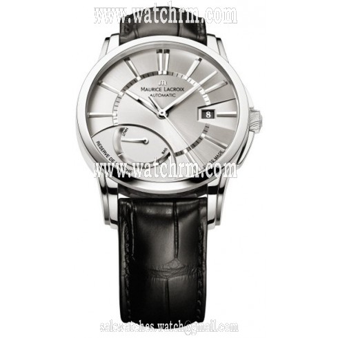 Maurice Lacroix Pontos Reserve De Marche Silver Dial Black Leather Men's Watch PT6168-SS001-131