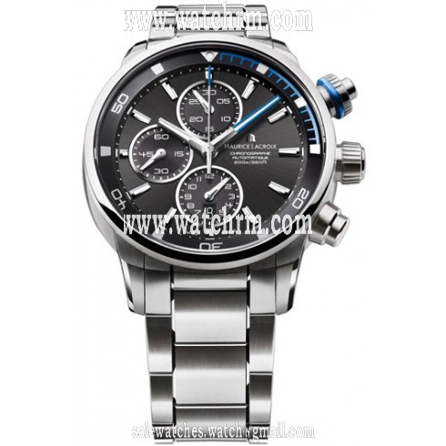 Maurice Lacroix Pontos S Black and Blue Dial Chronograph Stainless Steel Men's Watch PT6008-SS002-331