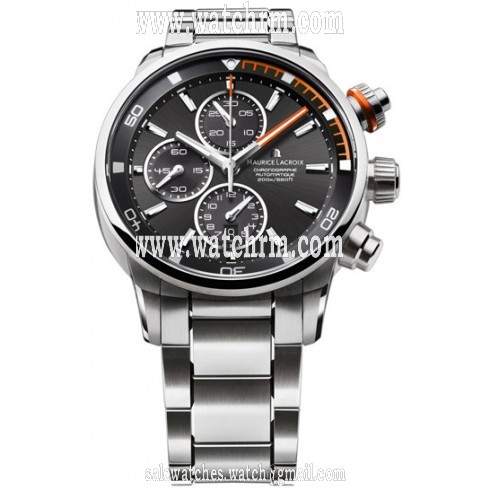 Maurice Lacroix Pontos S Black and Orange Dial Chronograph Stainless Steel Men's Watch PT6008-SS002-332