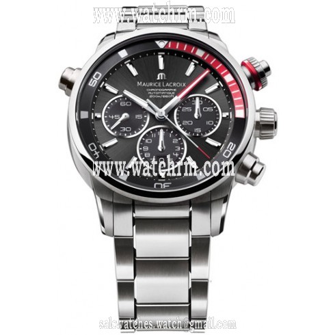 Maurice Lacroix Pontos S Black and Red Dial Chronograph Stainless Steel Men's Watch PT6018-SS002-330