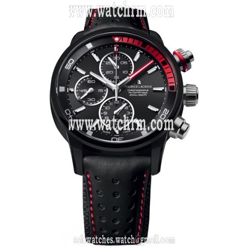 Maurice Lacroix Pontos S Extreme Black Dial Leather Men's Watch PT6028-ALB01-331