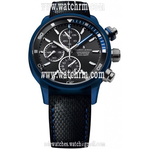 Maurice Lacroix Pontos S Extreme Black Dial Leather Men's Watch PT6028-ALB11-331