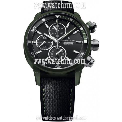 Maurice Lacroix Pontos S Extreme Black Dial Leather Men's Watch PT6028-ALB21-331