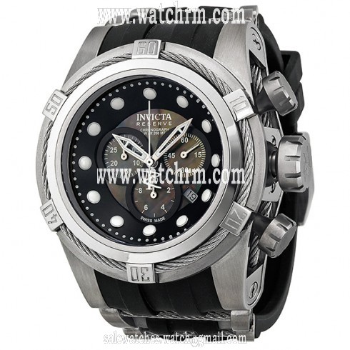 Men's Zeus Bolt Reserve Chronograph Stainless Steel Black Polyurethane Band Men's Watch 0826