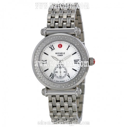 Michele Caber Diamond Mother of Pearl Dial Stainless Steel Ladies Watch MWW16A000043