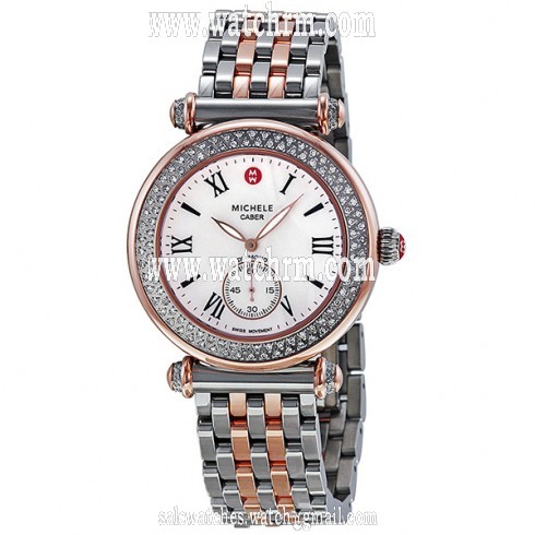 Michele Caber Diamond Mother of Pearl Dial Two-Tone Stainless Steel Ladies Watch MWW16A000067