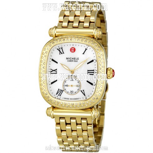 Michele Caber Isle Mother of Pearl Dial Gold Plated Stainless Steel Ladies Watch MWW16C000008
