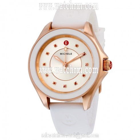 Michele Cape Sunray Dial White Silicone Quartz Ladies Watch MWW27A000004