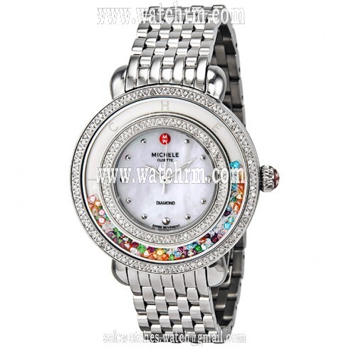 Michele Cloette Carnival Diamond and Topaz Mother of Pearl Ladies Watch MWW20G000001