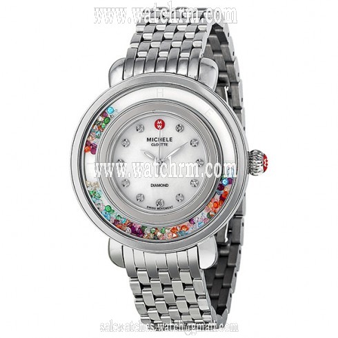 Michele Cloette Carnival Diamond Floating Topaz Mother of Pearl Dial Ladies Watch MWW20G000006