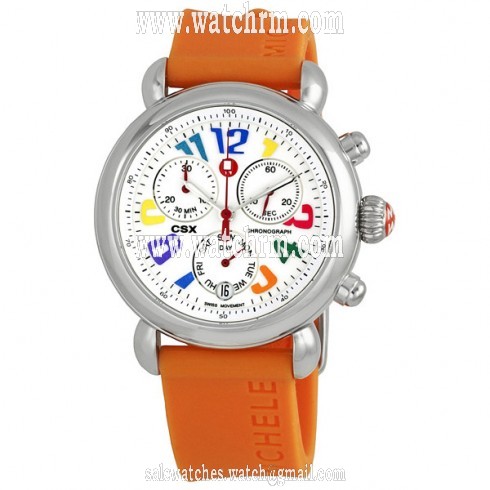 Michele CSX 36 Carousel Orange Silicon Ladies Watch MWW03M000087