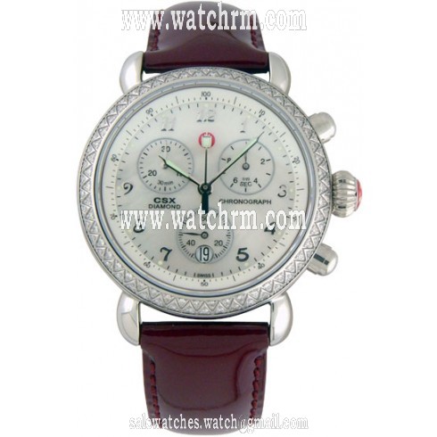 Michele CSX 36 Diamond Burgundy Patent Leather Ladies Watch MWW03C000088
