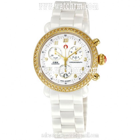 Michele CSX White Ceramic Diamond Ladies Watch MWW03N000002