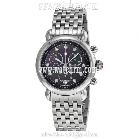 Michele CSX-36 Chronograph Diamond Black Mother of Pearl Ladies Watch MWW03M000197