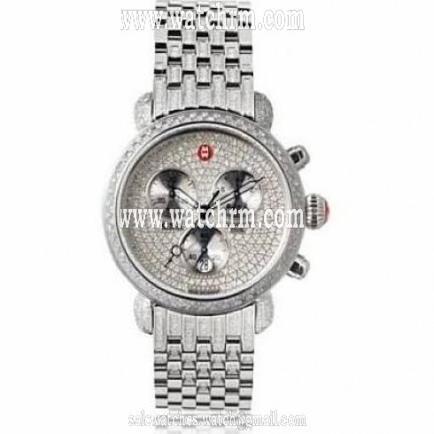 Michele CSX-36 Ultimate Chronograph Pave Diamond Dial Stainless Steel Ladies Watch MWW03C000504