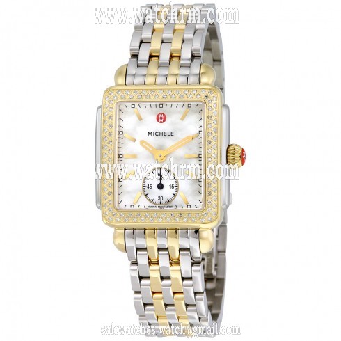 Michele Deco 16 White Mother of Pearl Dial Yellow Gold-tone Watch MWW06V000023