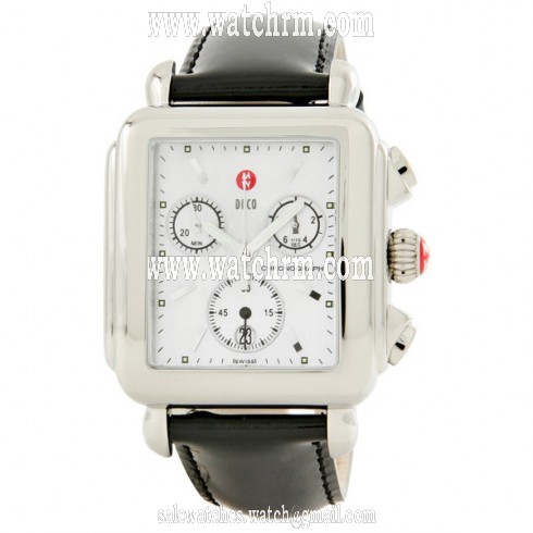 Michele Deco Chronograph Black Leather Ladies Watch MWW06A000125