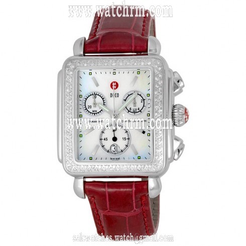 Michele Deco Chronograph Garnet Leather Ladies Watch MWW06A000338