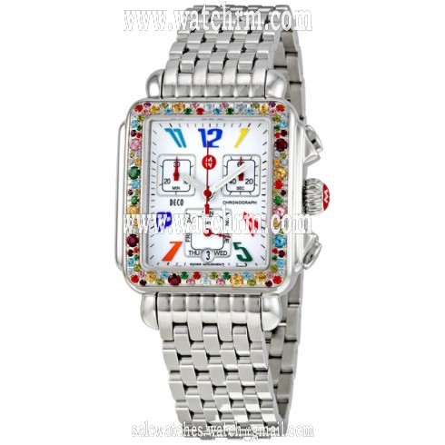 Michele Deco Day Carousel Colored Topaz Stones Watch MWW06P000050