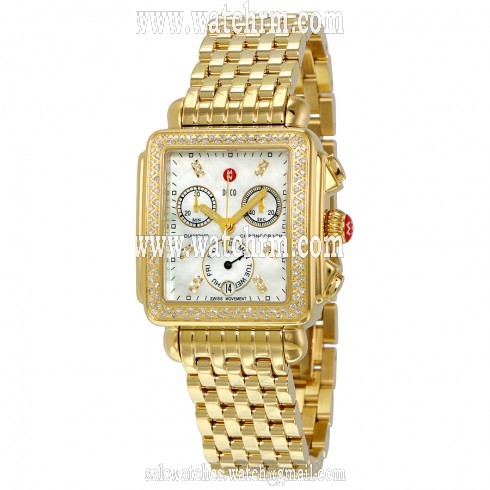 Michele Deco Day Gold-tone Diamond Dial Watch MWW06P000100