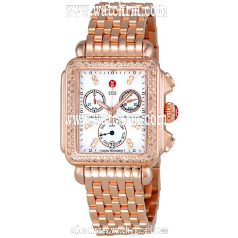 Michele Deco Day White Dial Diamond Bezel Rose-Gold Ladies Watch MWW06P000109