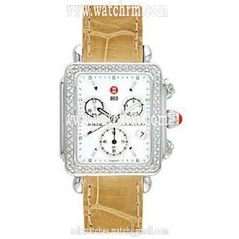 Michele Deco Diamond Camel Alligator Ladies Watch MWW06A000037